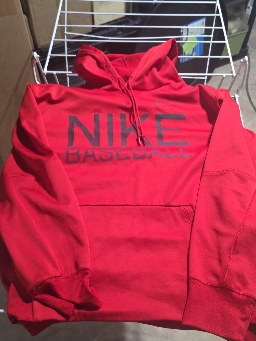 Mens Red Baseball Dri Fit Hoodie XXL